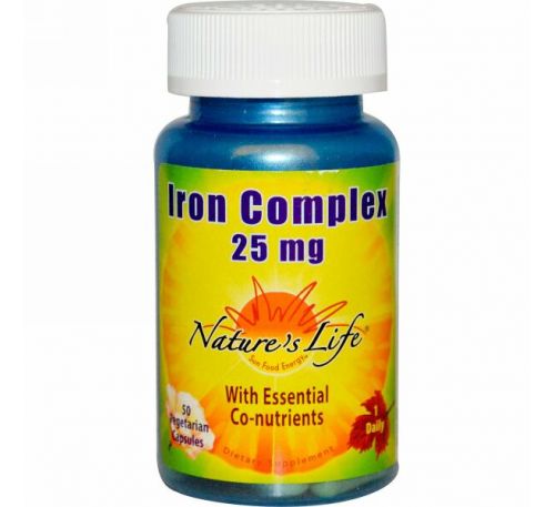 Nature's Life, Iron Complex, 25 мг, 50 вегетарианских капсул