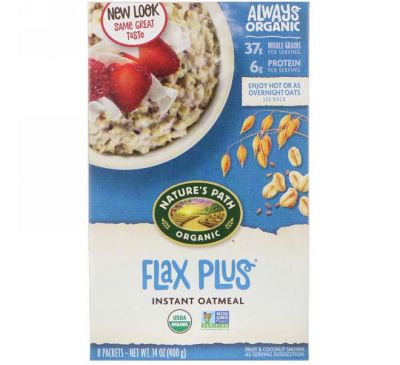 Nature's Path, Organic Instant Oatmeal, Flax Plus, 8 Packets, (50 g) Each
