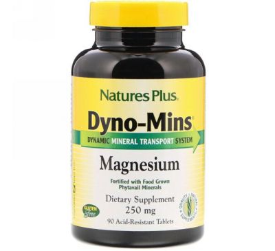 Nature's Plus, Dyno-Mins, Магний, 250 мг, 90 кислотоустойчивых таблеток