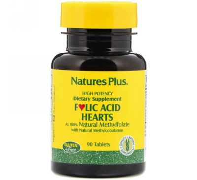 Nature's Plus, Folic Acid Hearts, 90 Tablets