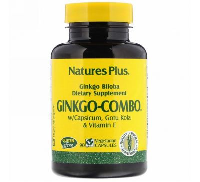 Nature's Plus, Гингко-комбо, 90 растительных капсул