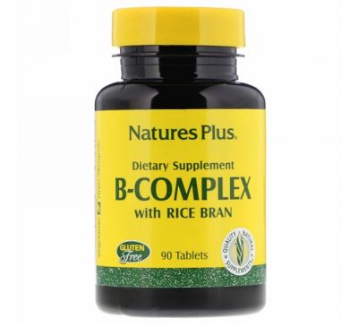 Nature's Plus, Комплекс витаминов B с рисовыми отрубями, 90 таблеток