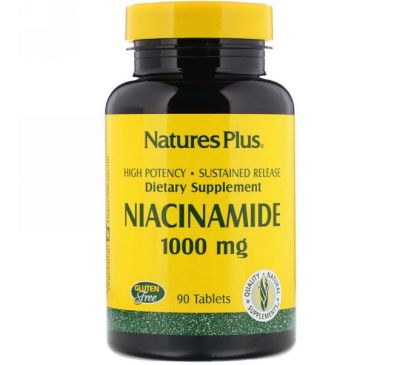 Nature's Plus, Ниацинамид, 1000 мг, 90 таблеток