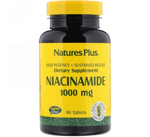 Nature's Plus, Ниацинамид, 1000 мг, 90 таблеток