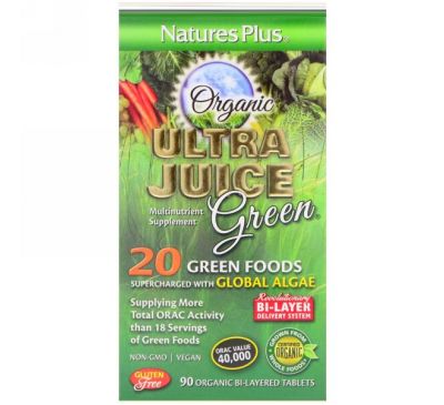 Nature's Plus, «Органический ультра сок», 90 органические двуслойные таблетки