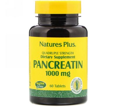Nature's Plus, Панкреатин, 1000 мг, 60 таблеток