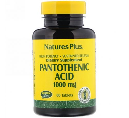 Nature's Plus, Пантотеновая кислота, 1000 мг, 60 таблеток