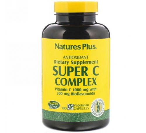Nature's Plus, Супер комлекс витаминов С, 180 растительных капсул