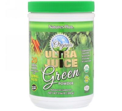 Nature's Plus, Зеленый Порошок Ultra Juice, 0,66 фунта (300 г)