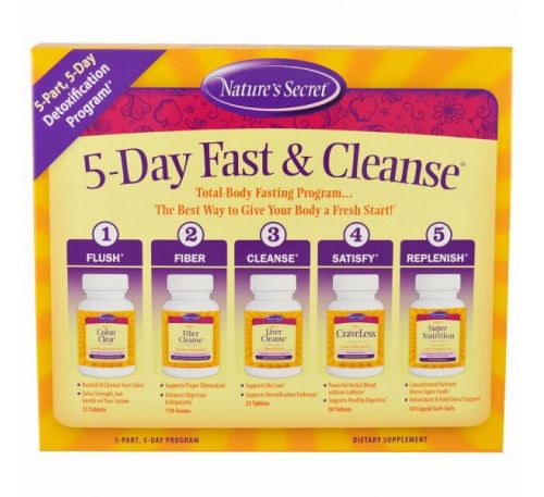 Nature's Secret, 5-Day Fast & Cleanse, 5-дневная программа лечебного голодания и очищения организма, 5 частей