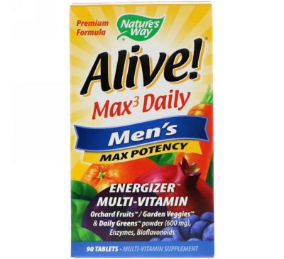 Nature's Way, Alive! Max3 Daily, мультивитамины для мужчин, 90 таблеток