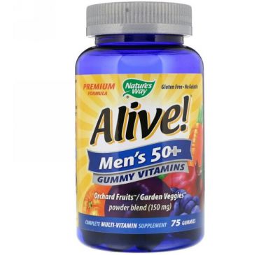Nature's Way, Alive! Men's 50+ Gummy Vitamins, 75 Gummies