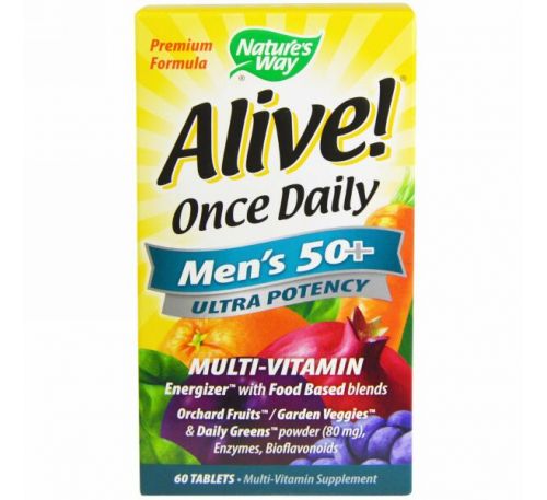 Nature's Way, Alive! Once Daily, мультивитамин для мужчин старше 50 лет, 60 таблеток