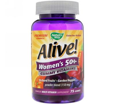 Nature's Way, Alive! Жевательные витамины для женщин 50+, 75 жевательных мармеладок