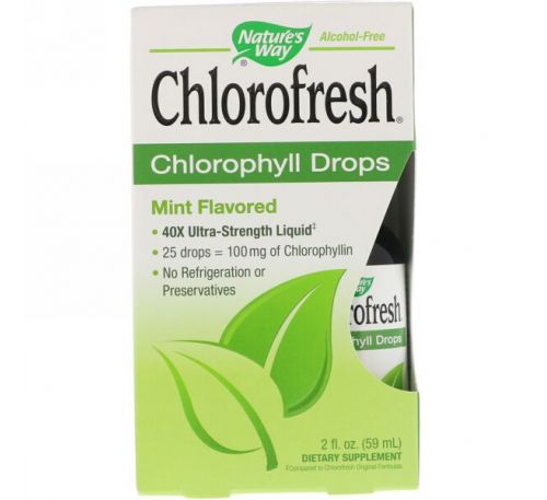 Nature's Way, Chlorofresh, капли с хлорофиллом, с мятным вкусом, 2 ж. унц. (59 мл)