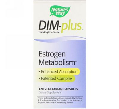 Nature's Way, DIM-plus, метаболизм эстрогенов, 120 вегетарианских капсул