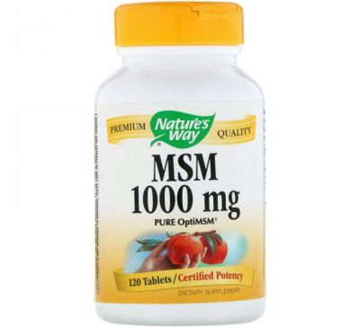 Nature's Way, Метилсульфонилметан (МСМ), чистый OptiMSM, 1000 мг, 120 таблеток
