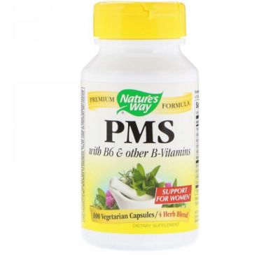 Nature's Way, PMS with B6 & Other B-Vitamins, 100 Vegetarian Capsules