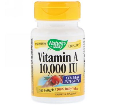 Nature's Way, Витамин A, 10 000 МЕ, 100 мягких таблеток
