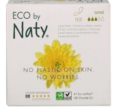 Naty, Тонкие прокладки, нормальный, 15 экологичных прокладок