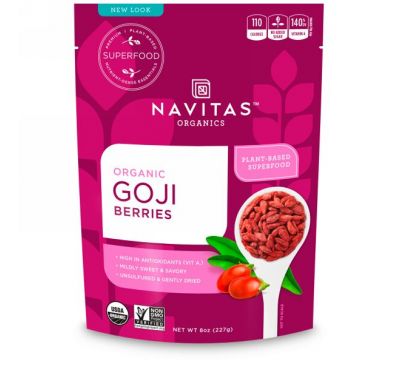 Navitas Organics, Organic, Goji Berries, 8 oz (227g)