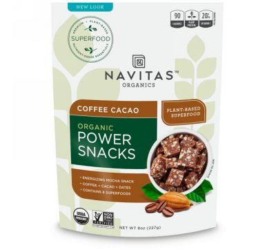 Navitas Organics, Органическая энергетическая закуска, кофе и какао, 8 унц. (227 г)