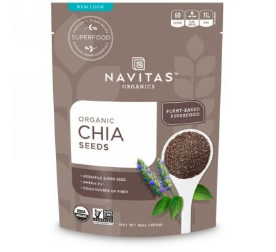 Navitas Organics, Органические семена чиа, 454 г