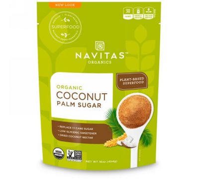 Navitas Organics, Органический сахар из кокосовой пальмы, 454 г