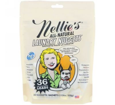 Nellie's, All Natural, Laundry Nuggets, 36 Loads, 1.13 lbs (500 g)