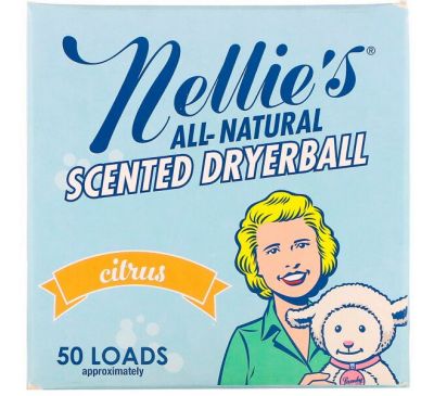 Nellie's, Ароматные шарики для стирки и сушки, цитрус, 1 шарик