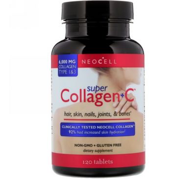 Neocell, Super Collagen+C, коллаген типа 1 и 3, 6000 мг, 120 таблеток