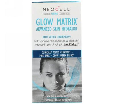 Neocell, Улучшенный увлажнитель кожи Glow Matrix, 90 капсул