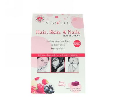 Neocell, Жевательные конфеты для кожи, волос и ногтей, смесь ягод, 30 мягких жевательных конфет