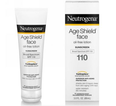 Neutrogena, Age Shield для лица, солнцезащитный крем без масла, SPF 110, 3 жидкие унции (88 мл)
