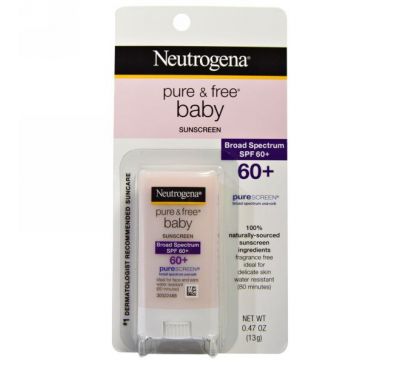 Neutrogena, Чистый и свободный солнцезащитный крем для младенцев, фактор защиты от солнца SPF 60+, 0,47 жидк. унц. (13 г)