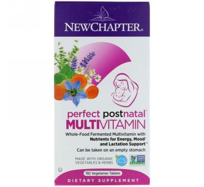 New Chapter, Мультивитамины Perfect Postnatal, 192 вегетарианские таблетки