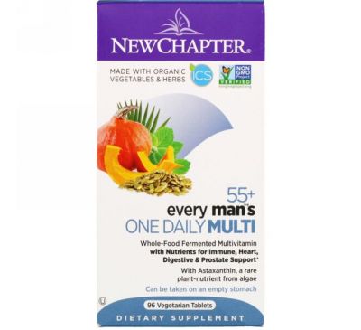 New Chapter, Мультивитаминный комплекс Every Man's для приема один раз в день, для мужчин старше 55 лет, 96 вегетарианских таблеток