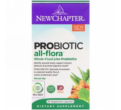 New Chapter, Пробиотик All-Flora, 30 вегетарианских капсул