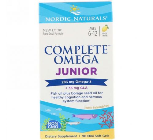 Nordic Naturals, Complete Omega Junior, со вкусом лимона, 283 мг, 90 гелевых мини-капсул