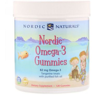 Nordic Naturals, Нордические жевательные конфеты с омега-3 со вкусом мандарина, 120 конфет