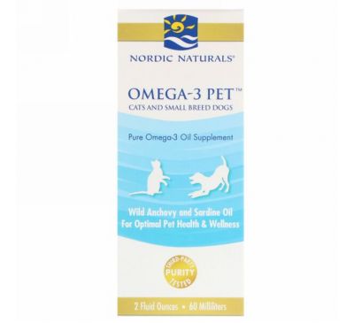 Nordic Naturals, Омега-3 для питомцев, для кошек и небольших собак, 2 жидких унции (60 мл)