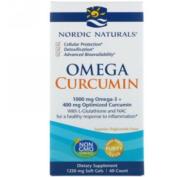 Nordic Naturals, Омега куркумин, 1250 мг, 60 мягких таблеток