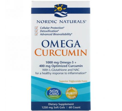 Nordic Naturals, Омега куркумин, 1250 мг, 60 мягких таблеток