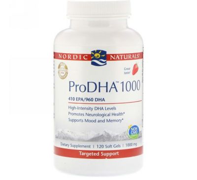 Nordic Naturals, "ПроДГК 1000", пищевая добавка с ДГК (DHA), 1000 мг, 120 мягких желатиновых капсул с жидкостью