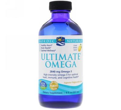 Nordic Naturals, Ultimate Omega, со вкусом лимона, 2840 мг, 8 жидких унций (237 мл)