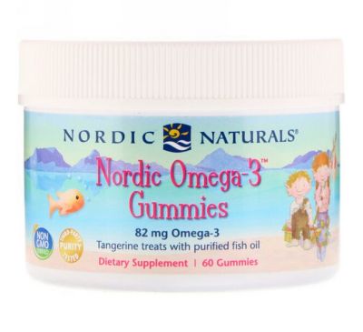 Nordic Naturals, Жевательные конфеты Nordic Omega-3 Gummies, со вкусом мандарина, 60 конфет