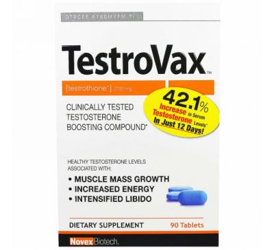 Novex Biotech, TestroVax, 2700 мг, 90 таблеток