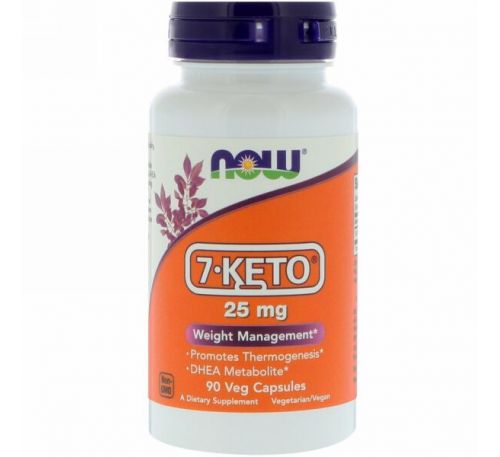 Now Foods, 7-KETO, 25 мг, 90 растительных капсул