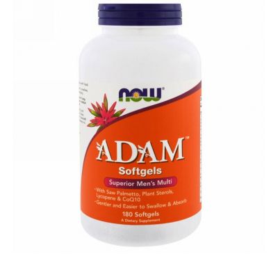 Now Foods, ADAM, превосходные мультивитамины для мужчин, 180 мягких таблеток