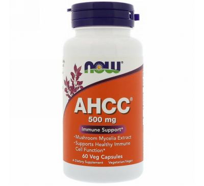 Now Foods, AHCC, 500 мг, 60 растительных капсул